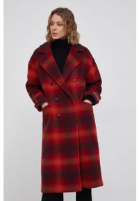TOMMY HILFIGER - Tommy Hilfiger - Płaszcz z domieszką wełny. Okazja: na co dzień. Kolor: czerwony. Materiał: wełna. Styl: casual, klasyczny #1