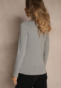 Renee - Szara Casualowa Bluzka z Golfem Longsleeve Ralaia. Okazja: na co dzień. Typ kołnierza: golf. Kolor: szary. Materiał: jeans. Długość rękawa: długi rękaw. Styl: casual #2