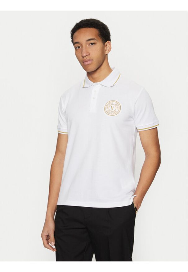 Versace Jeans Couture Polo 78GAGT00 Biały Regular Fit. Typ kołnierza: polo. Kolor: biały. Materiał: bawełna