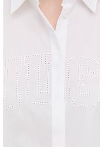 Hugo - HUGO koszula bawełniana damska kolor biały regular z kołnierzykiem klasycznym. Okazja: na co dzień. Typ kołnierza: kołnierzyk klasyczny. Kolor: biały. Materiał: bawełna. Styl: klasyczny