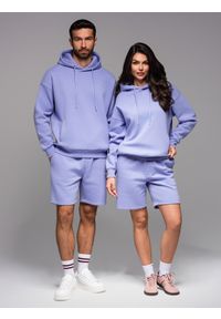 Ombre Clothing - Komplet dresowy UNISEX bluza z kapturem + szorty w stylu athleisure – lawendowe V9 - Rozmiar: XS/S. Typ kołnierza: kaptur. Kolor: fioletowy. Materiał: dresówka. Długość: krótkie. Wzór: aplikacja. Styl: sportowy, elegancki #9