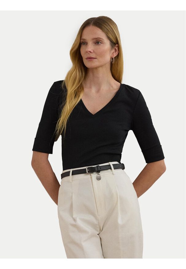 Lauren Ralph Lauren - LAUREN RALPH LAUREN Bluzka 200815843003 Czarny Slim Fit. Kolor: czarny. Materiał: bawełna