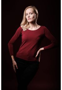 Hultaj Polski - Bluzka Bardzo Bordo. Materiał: lycra, tkanina, wiskoza, dzianina. Długość rękawa: długi rękaw. Długość: długie