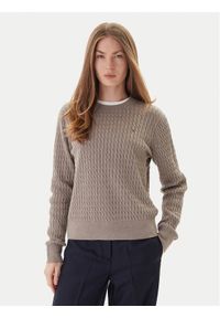 TOMMY HILFIGER - Tommy Hilfiger Sweter Fine WW0WW44993 Beżowy Regular Fit. Kolor: beżowy. Materiał: bawełna #1