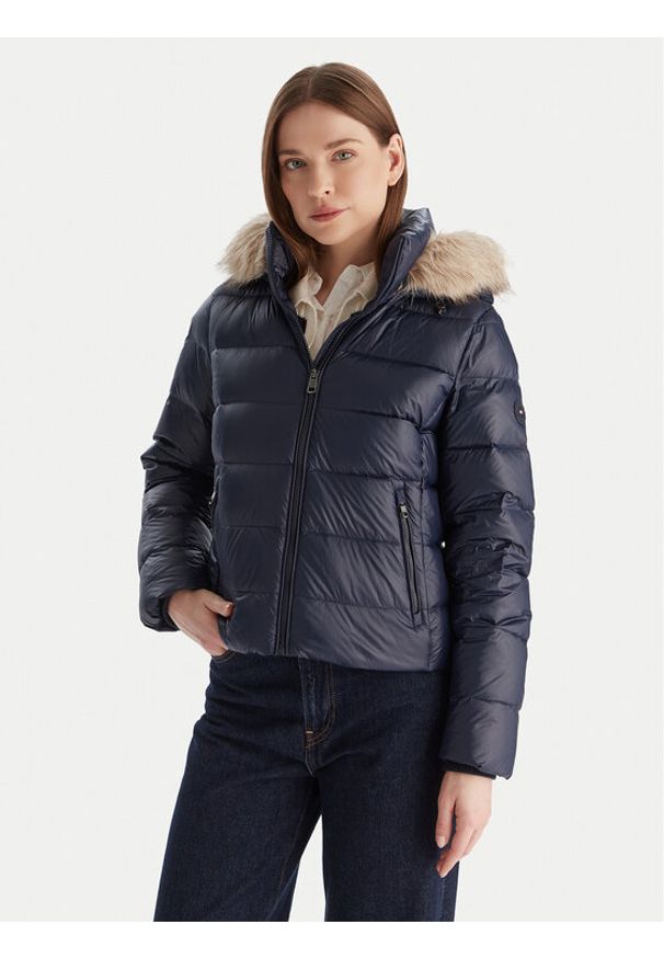 TOMMY HILFIGER - Tommy Hilfiger Kurtka puchowa WW0WW47354 Granatowy Slim Fit. Kolor: niebieski. Materiał: syntetyk