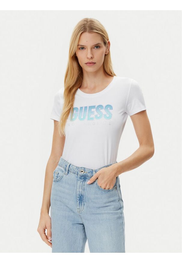 Guess T-Shirt W5GI14 J1314 Biały Regular Fit. Kolor: biały. Materiał: bawełna