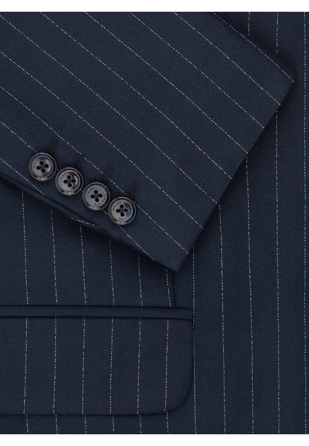 Pako Lorente - PAKO LORENTE – Granatowa marynarka garniturowa w prążki. Okazja: na ślub cywilny, na wesele. Kolor: niebieski. Wzór: prążki