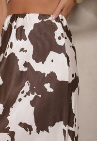 Renee - Brązowa Bawełniana Spódnica z Satynowej Tkaniny w Krowi Print Gleria. Okazja: na co dzień. Kolor: brązowy. Materiał: bawełna, satyna, tkanina. Wzór: nadruk. Styl: elegancki, casual #5