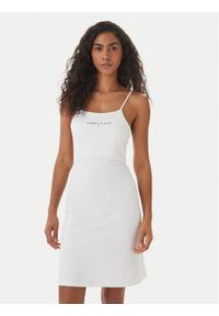 Tommy Jeans Sukienka codzienna Linear DW0DW22338 Biały Slim Fit. Okazja: na co dzień. Kolor: biały. Materiał: wiskoza. Typ sukienki: proste. Styl: casual #1