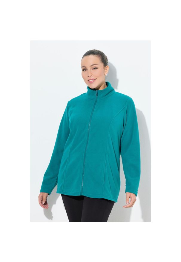 ULLA POPKEN - Damskie Bluza polarowa system modułowy do wpinania z recyklingu. Kolekcja: plus size. Kolor: zielony. Materiał: poliester, materiał