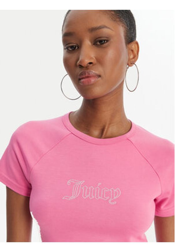 Juicy Couture T-Shirt Baby JCWCT126317 Różowy Slim Fit. Kolor: różowy