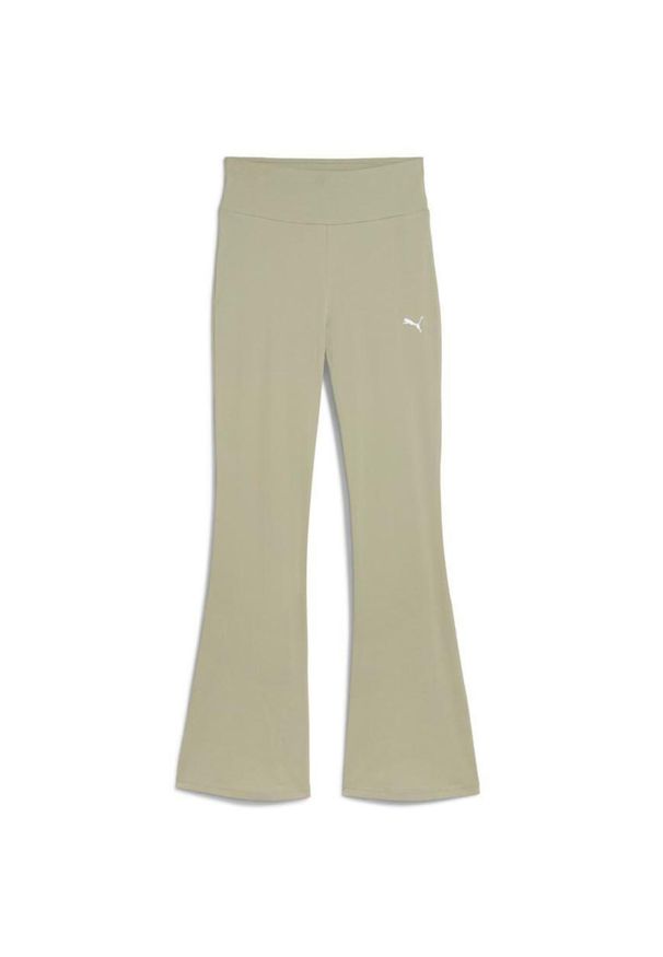 Puma ESS legginsy z wysokim stanem i rozszerzanymi nogawkami - Zielone XL. Stan: podwyższony. Kolor: zielony. Sport: joga i pilates