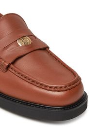 TOMMY HILFIGER - Tommy Hilfiger Mokasyny Crest Squarish Toe Penny Loafer FW0FW08633 Brązowy. Kolor: brązowy. Materiał: skóra #3