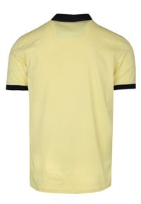 Męska Koszulka Polo - Bartex - Żółta. Okazja: na co dzień. Typ kołnierza: polo. Kolor: złoty, wielokolorowy, żółty. Materiał: elastan, bawełna. Styl: casual