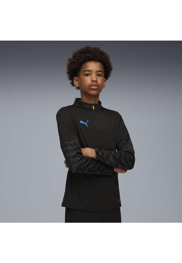 Puma - Młodzieżowa bluza piłkarska individualCUP z zamkiem 1/4 PUMA. Kolor: niebieski, czarny, biały, wielokolorowy. Sport: piłka nożna