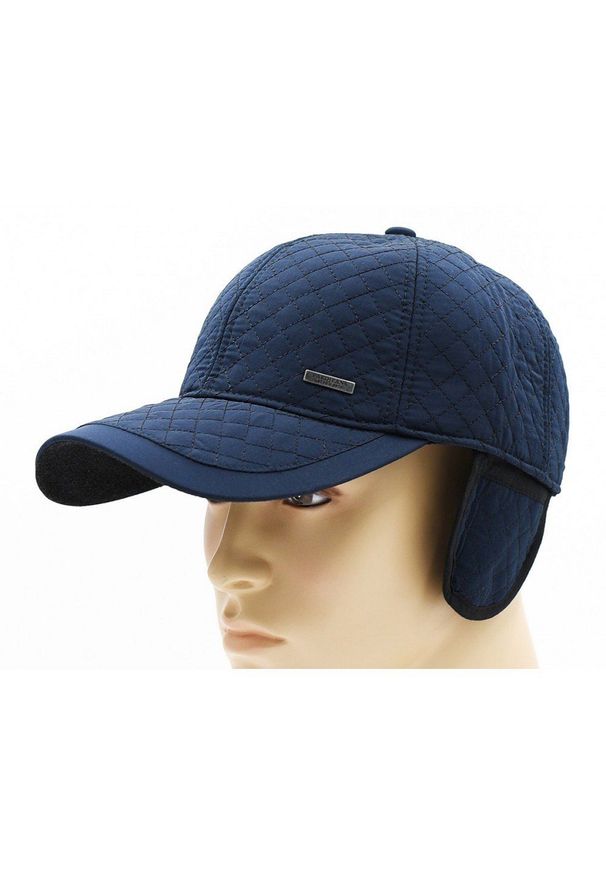 Czapka Granatowa z Daszkiem, z Nausznikami, Pikowana, Jesienno-Zimowy -Pako Jeans. Kolor: niebieski. Materiał: bawełna, poliester. Sezon: jesień, zima