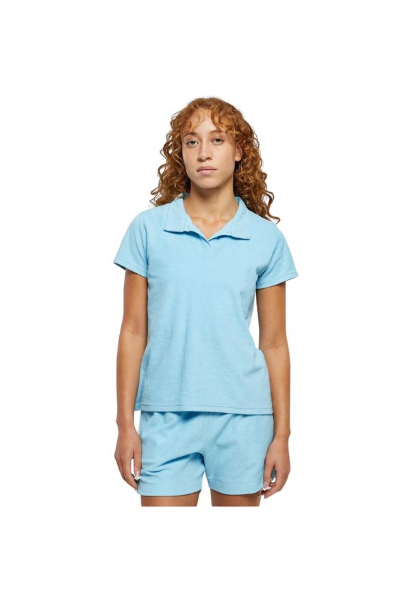 Pływanie kobiet w polo Urban Classics. Typ kołnierza: polo. Kolor: niebieski. Materiał: polar. Sezon: lato. Styl: sportowy