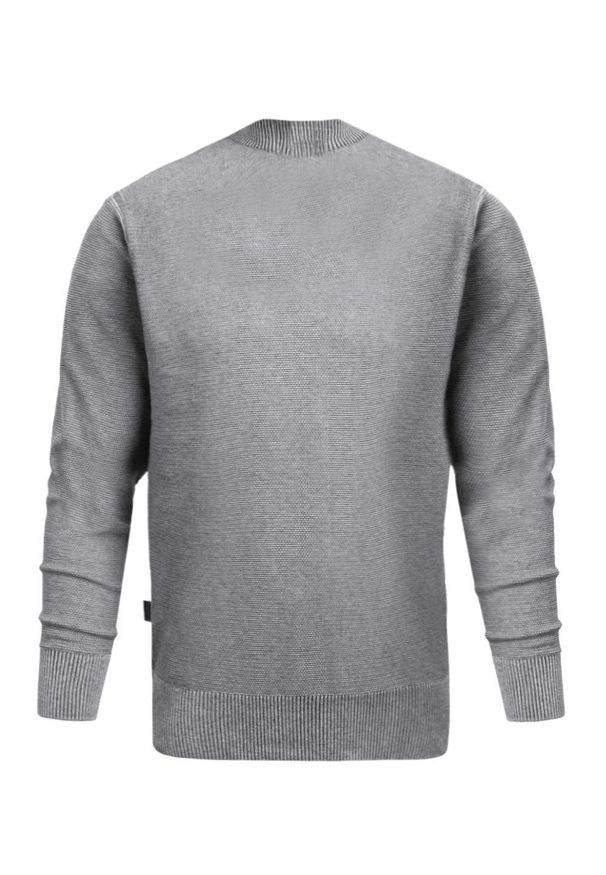Wełniany Sweter z Wysokim Dekoltem na Zamek - Pako Jeans - Popielaty. Kolor: szary. Materiał: wełna, poliester