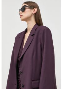 Patrizia Pepe marynarka kolor fioletowy jednorzędowa gładka. Okazja: na co dzień. Kolor: fioletowy. Materiał: materiał. Wzór: gładki. Styl: casual, klasyczny #7