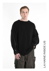 La Haine Inside Us Sweter | 3K M1111 | Mężczyzna | Czarny. Okazja: na co dzień. Kolor: czarny. Materiał: wełna, wiskoza, akryl. Sezon: lato. Styl: casual, elegancki #5