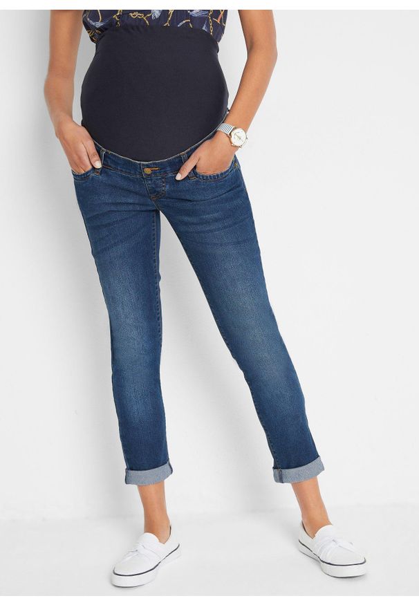 bonprix - Dżinsy ciążowe 7/8, slim. Kolekcja: moda ciążowa. Kolor: niebieski. Styl: klasyczny