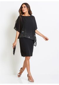 Sukienka ołówkowa z połyskującymi kamieniami bonprix czarny. Kolor: czarny. Wzór: aplikacja. Typ sukienki: ołówkowe. Styl: elegancki #4