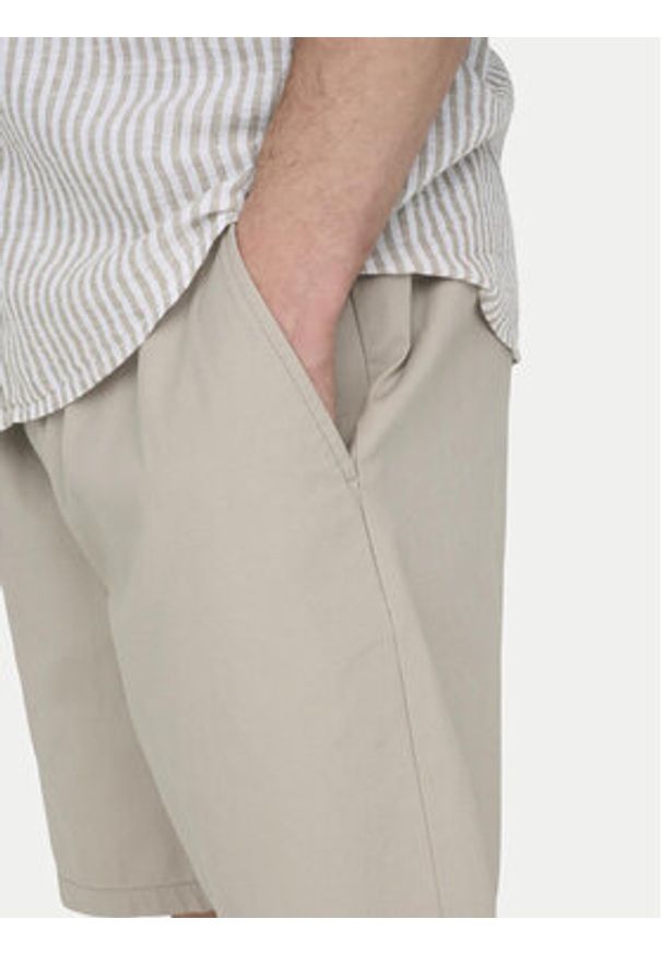 Only & Sons Szorty materiałowe Tel 22027949 Beżowy Regular Fit. Kolor: beżowy. Materiał: bawełna