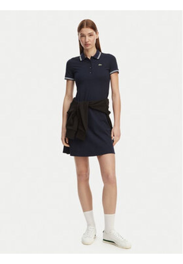 Lacoste Sukienka codzienna EF5288 Granatowy Regular Fit. Okazja: na co dzień. Kolor: niebieski. Materiał: bawełna. Typ sukienki: proste. Styl: casual