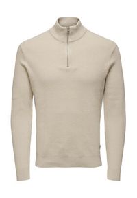 Only & Sons Sweter 22023210 Beżowy Regular Fit. Kolor: beżowy. Materiał: bawełna