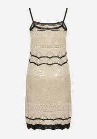 Born2be - Złota Szydełkowa Sukienka na Ramiączkach z Wiskozy z Metaliczną Nicią Filadria. Okazja: na co dzień. Kolor: złoty. Materiał: wiskoza. Długość rękawa: na ramiączkach. Sezon: lato. Styl: casual, elegancki #5