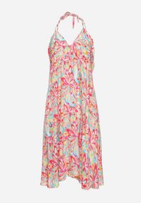 Born2be - Różowa Bawełniana Sukienka z Wiązaniem na Szyi i Plecach Risalliem. Kolor: różowy. Materiał: bawełna. Typ sukienki: rozkloszowane #5