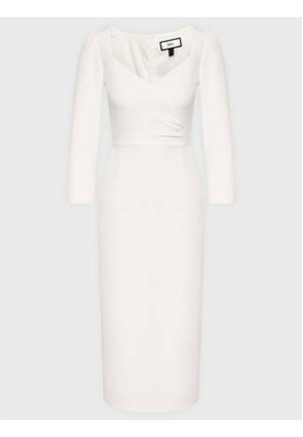 Nissa Sukienka codzienna RZ13994 Biały Slim Fit. Okazja: na co dzień. Kolor: biały. Materiał: syntetyk. Typ sukienki: proste. Styl: casual