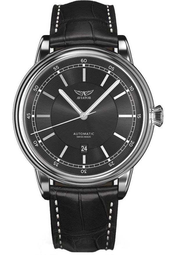 AVIATOR - Zegarek męski Aviator V.3.32.0.232.4 czarny. Kolor: czarny