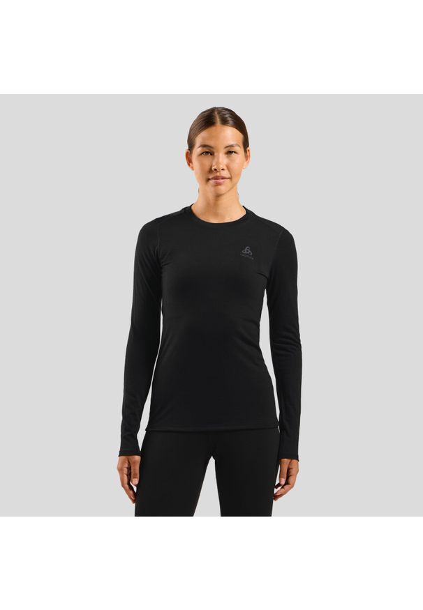 Odlo - Koszulka termoaktywna z długim rękawem damska ODLO Merino 160 BL Top Crew Neck. Kolor: czarny. Materiał: wełna. Długość rękawa: długi rękaw. Długość: długie. Sport: turystyka piesza