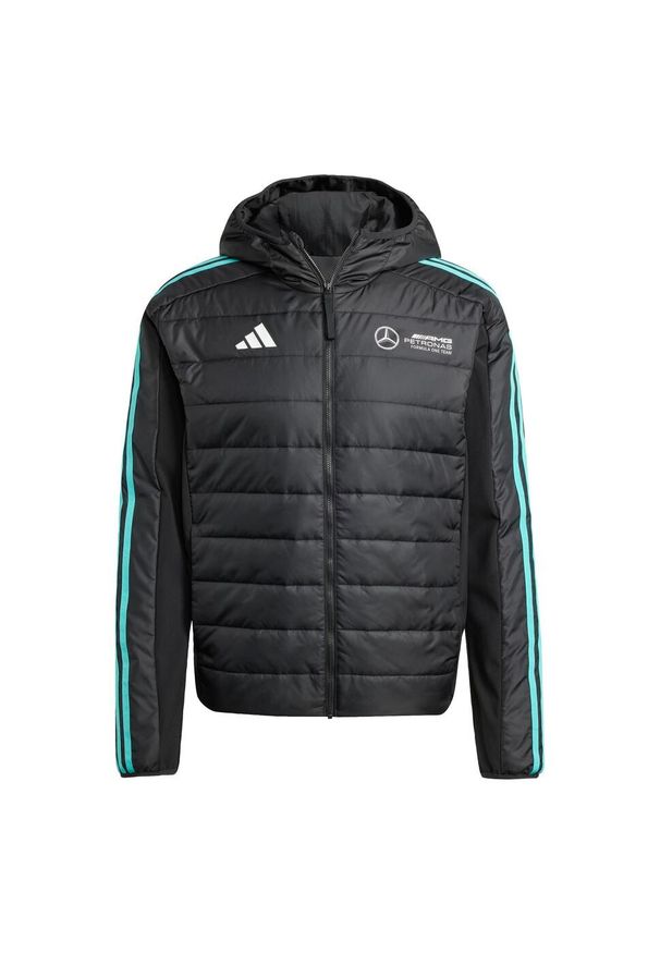 Adidas - Kurtka Mercedes - AMG Petronas Formula One Team DNA Puffer. Kolor: czarny, wielokolorowy, biały. Materiał: materiał