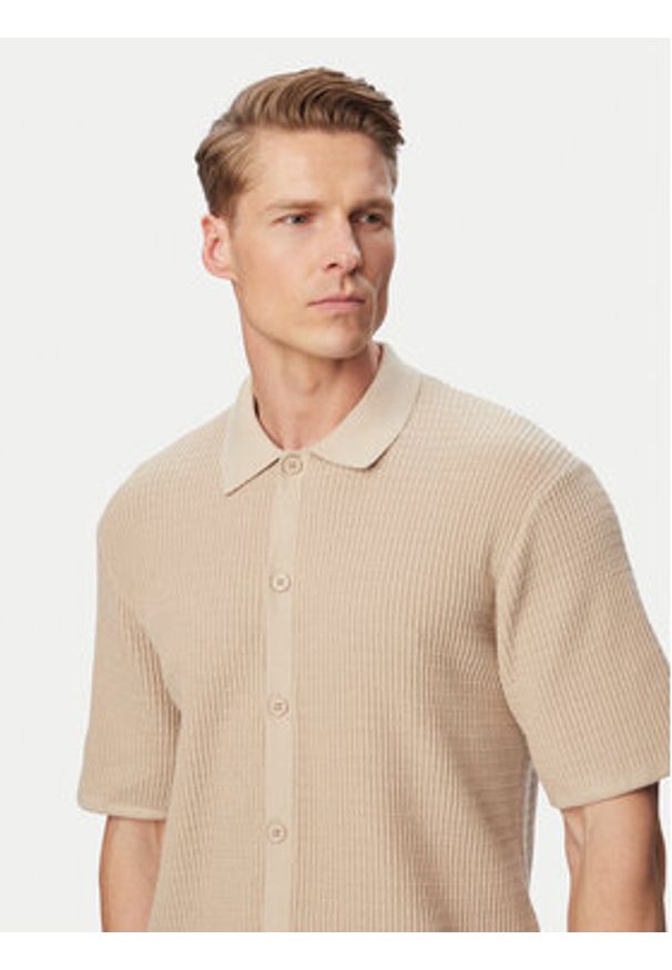 Jack & Jones Koszula Montauk 12293584 Beżowy jasny Relaxed Fit. Kolor: beżowy. Materiał: bawełna