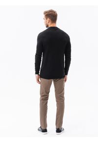 Ombre Clothing - Sweter męski z półgolfem o gładkiej strukturze - czarny V1 E178 - XXL. Kolor: czarny. Materiał: nylon, wiskoza. Wzór: gładki