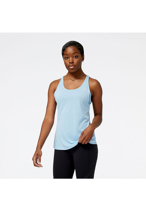 Koszulka damska New Balance WT21260BZH – niebieska. Kolor: niebieski. Materiał: poliester. Sezon: lato. Sport: fitness