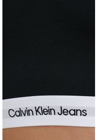 Calvin Klein Jeans top damski kolor czarny. Kolor: czarny. Materiał: materiał, włókno. Długość rękawa: na ramiączkach