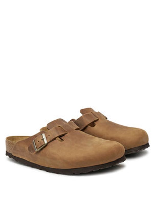 Birkenstock Klapki Boston Leoi 1028179 Brązowy. Kolor: brązowy. Materiał: skóra