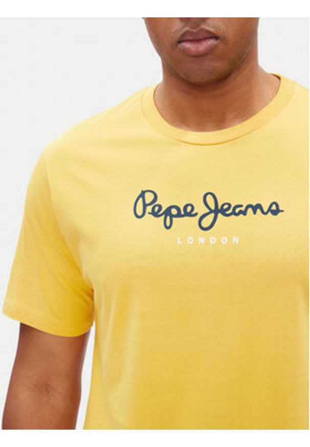 Pepe Jeans T-Shirt Eggo N PM508208 Żółty Regular Fit. Kolor: żółty. Materiał: bawełna