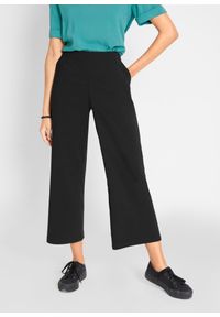 bonprix - Spodnie culotte z szerokim, elastycznym paskiem. Kolor: czarny #1