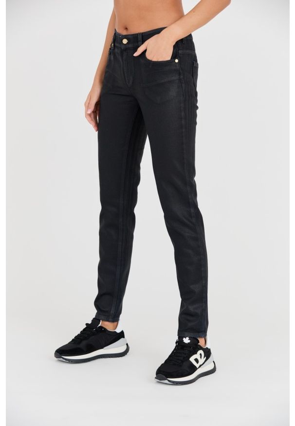 Just Cavalli - JUST CAVALLI Skinny Czarne damskie jeansy z połyskiem, Rozmiar 28. Kolor: czarny