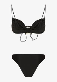 Renee - Czarne Bikini z Wiązaną Górą Ozdobione Kwiatowymi Aplikacjami Rivashan. Kolor: czarny. Wzór: aplikacja, kwiaty #6