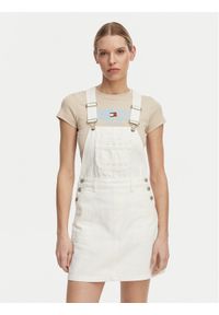 Tommy Jeans Sukienka jeansowa Logo Pocket Dungaree DW0DW22002 Biały Regular Fit. Kolor: biały. Materiał: bawełna #1