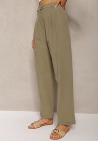 Renee - Zielone Bawełniane Spodnie Garniturowe z Szerokimi Nogawkami Befia. Kolor: zielony. Materiał: bawełna #3