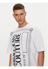 Versace Jeans Couture T-Shirt 76GAHE04 Biały Regular Fit. Kolor: biały. Materiał: bawełna