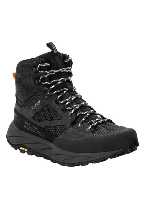 Buty trekkingowe męskie Jack Wolfskin Terraquest Mid Texapore. Wysokość cholewki: za kostkę. Zapięcie: sznurówki. Kolor: czarny. Materiał: syntetyk, tkanina, materiał. Szerokość cholewki: normalna. Sport: turystyka piesza