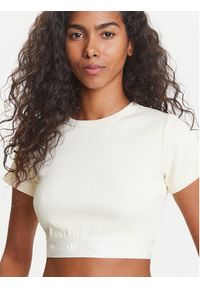 Adidas - adidas T-Shirt Ribbed JD0040 Beżowy Slim Fit. Kolor: beżowy. Materiał: bawełna #4