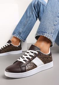 Renee - Brązowe Sneakersy z Printem Casica. Kolor: brązowy. Wzór: nadruk #1